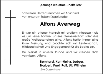 Anzeige von Alfons Averweg 