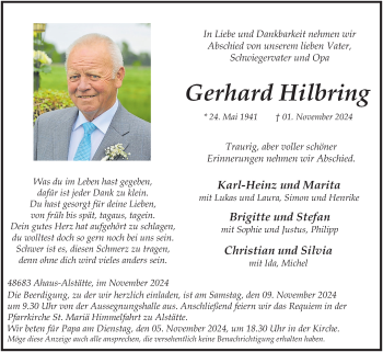 Anzeige von Gerhard Hilbring 