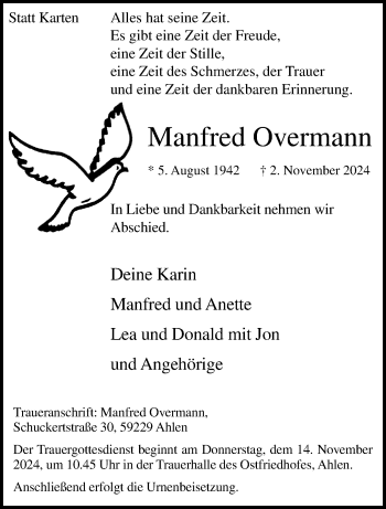 Anzeige von Manfred Overmann 