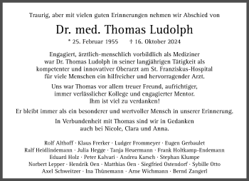 Anzeige von Dr. med. Thomas Ludolph 