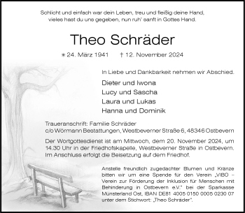 Anzeige von Theo Schräder 