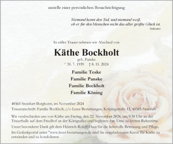 Anzeige von Käthe Bockholt 