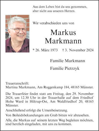 Anzeige von Markus Markmann 