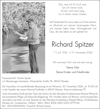 Anzeige von Richard Spitzer 