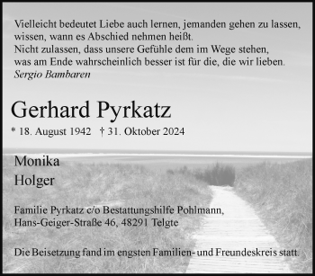 Anzeige von Gerhard Pyrkatz 