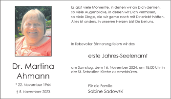 Anzeige von Dr. Martina Ahmann 