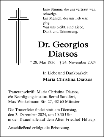 Anzeige von Dr. Georgios Diatsos 