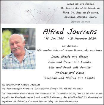 Anzeige von Alfred Joerrens 