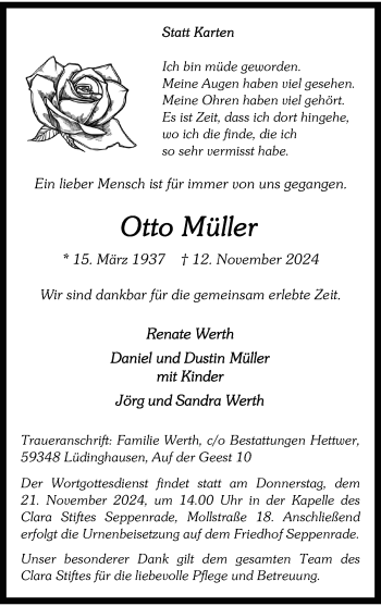 Anzeige von Otto Müller 