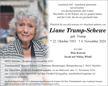 Anzeige von Liane Trump-Schewe 