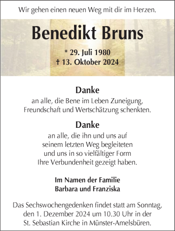 Anzeige von Benedikt Bruns 