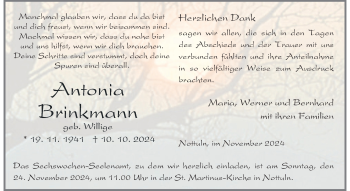 Anzeige von Antonia Brinkmann 