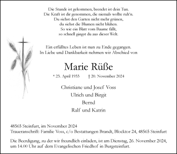 Anzeige von Marie Marie Rüe 