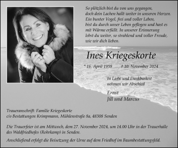 Anzeige von Ines Kriegeskorte 