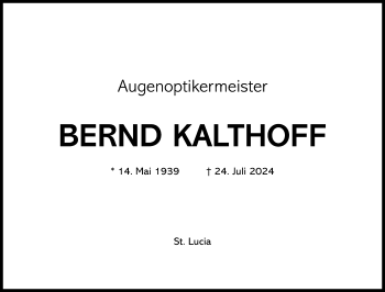 Anzeige von Bernd Kalthoff 