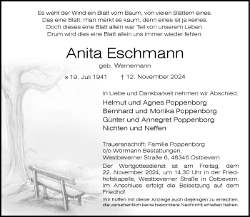 Anzeige von Anita Eschmann 