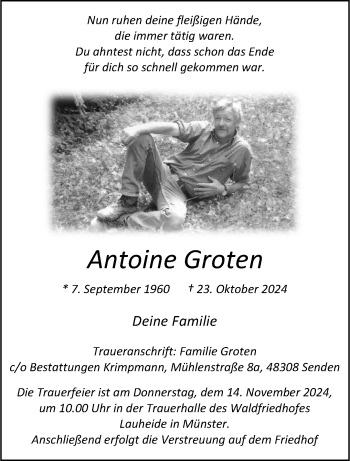 Anzeige von Antoine Groten 