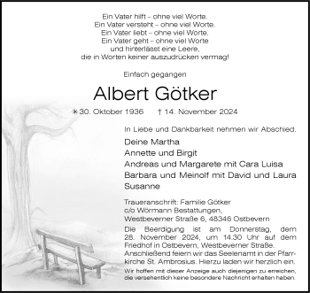 Anzeige von Albert Götker 