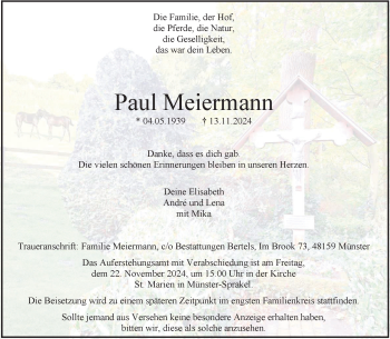 Anzeige von Paul Meiermann 