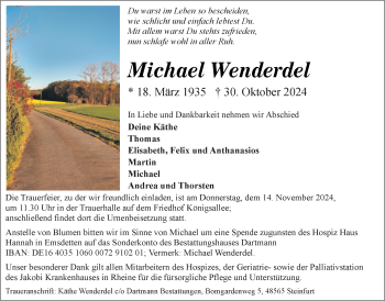 Anzeige von Michael Wenderdel 