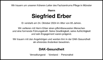 Anzeige von Siegfried Erber 