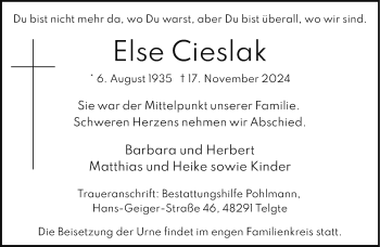 Anzeige von Else Cieslak 