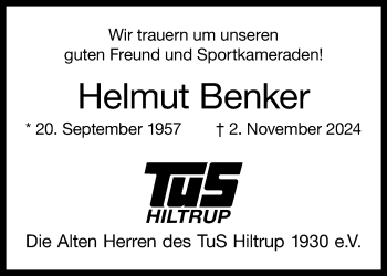 Anzeige von Helmut Benker 