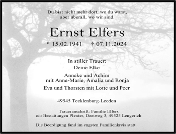 Anzeige von Ernst Elfers 