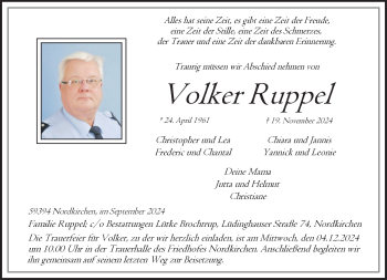 Anzeige von Volker Ruppel 