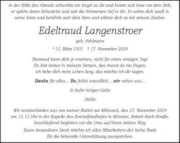 Anzeige von Edeltraud Langenstroer 