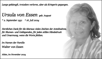 Anzeige von Ursula von Essen 