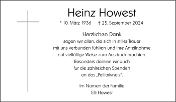 Anzeige von Heinz Howest 