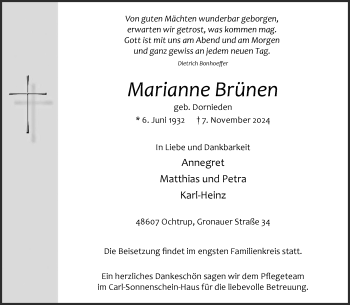 Anzeige von Marianne Brünen 