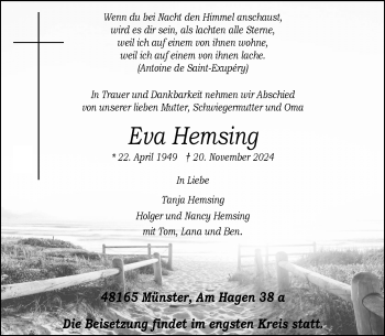 Anzeige von Eva Hemsing 