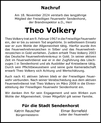 Anzeige von Theo Volkery 