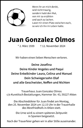 Anzeige von Juan Gonzalez Olmos 