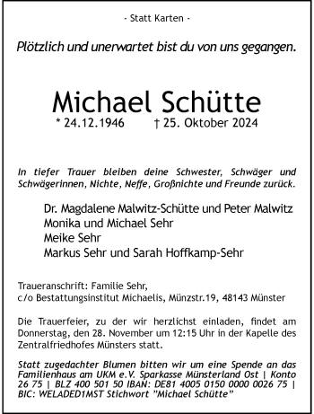 Anzeige von Michael Schütte 