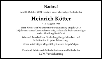 Anzeige von Heinrich Kötter 