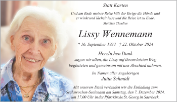 Anzeige von Lissy Wennemann 