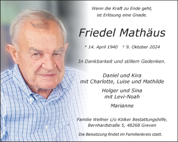 Anzeige von Friedel Mathäus 