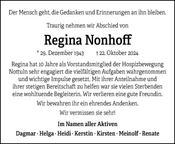 Anzeige von Regina Nonhoff 