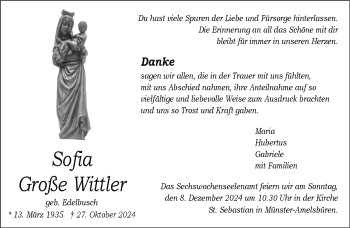 Anzeige von Sofia Große Wittler 