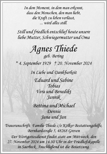 Anzeige von Agnes Thiede 