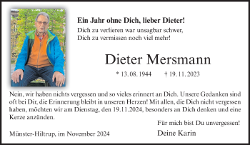 Anzeige von Dieter Mersmann 