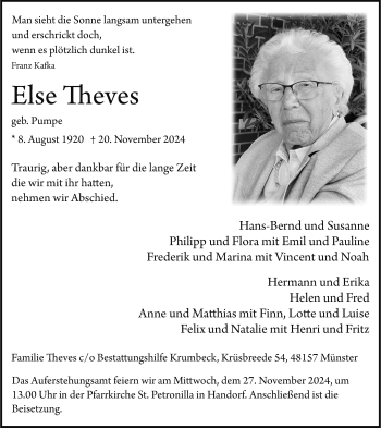 Anzeige von Else Theves 