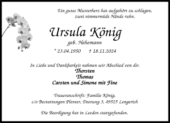 Anzeige von Ursula König 