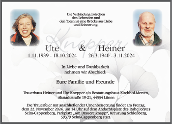 Anzeige von Ute und Heiner Knepper 