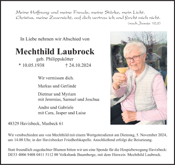 Anzeige von Mechthild Laubrock 