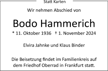 Anzeige von Bodo Hammerich 