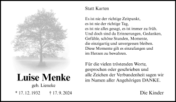 Anzeige von Luise Menke 